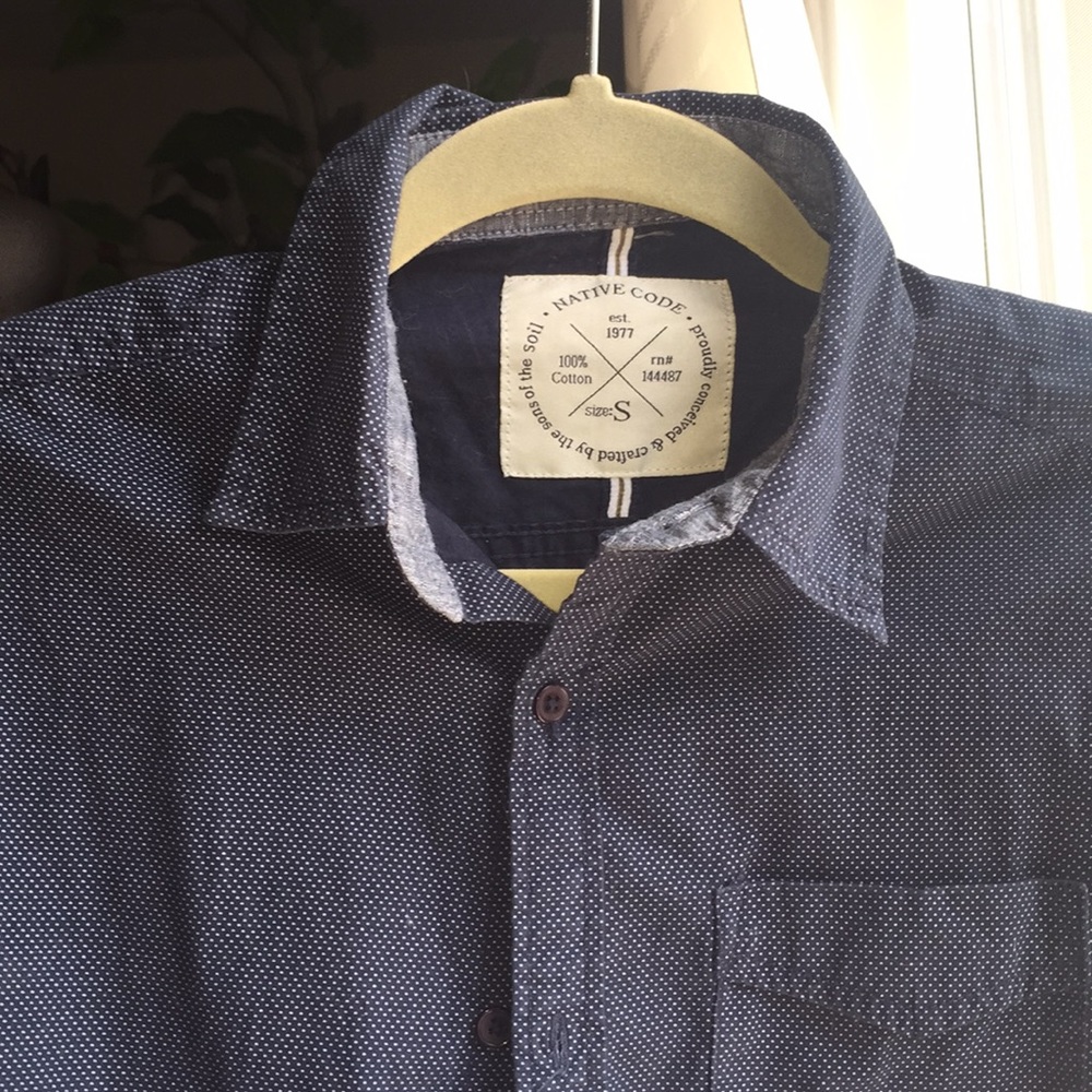 Native Code Navy Blue Button Up Shirt